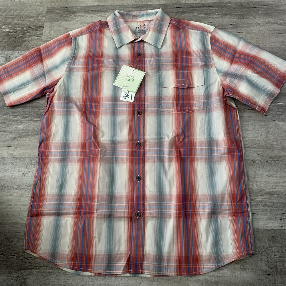 Woolrich Button-Up Shirt Mens Large Adventure Series Organic Plaid Eco Rich NEW